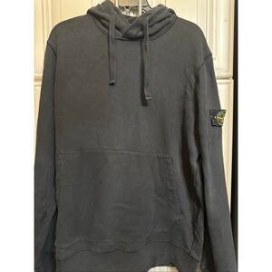 Stone Island Men's Compass Badge Long Sleeve Pullover Hoodie Black Size Large